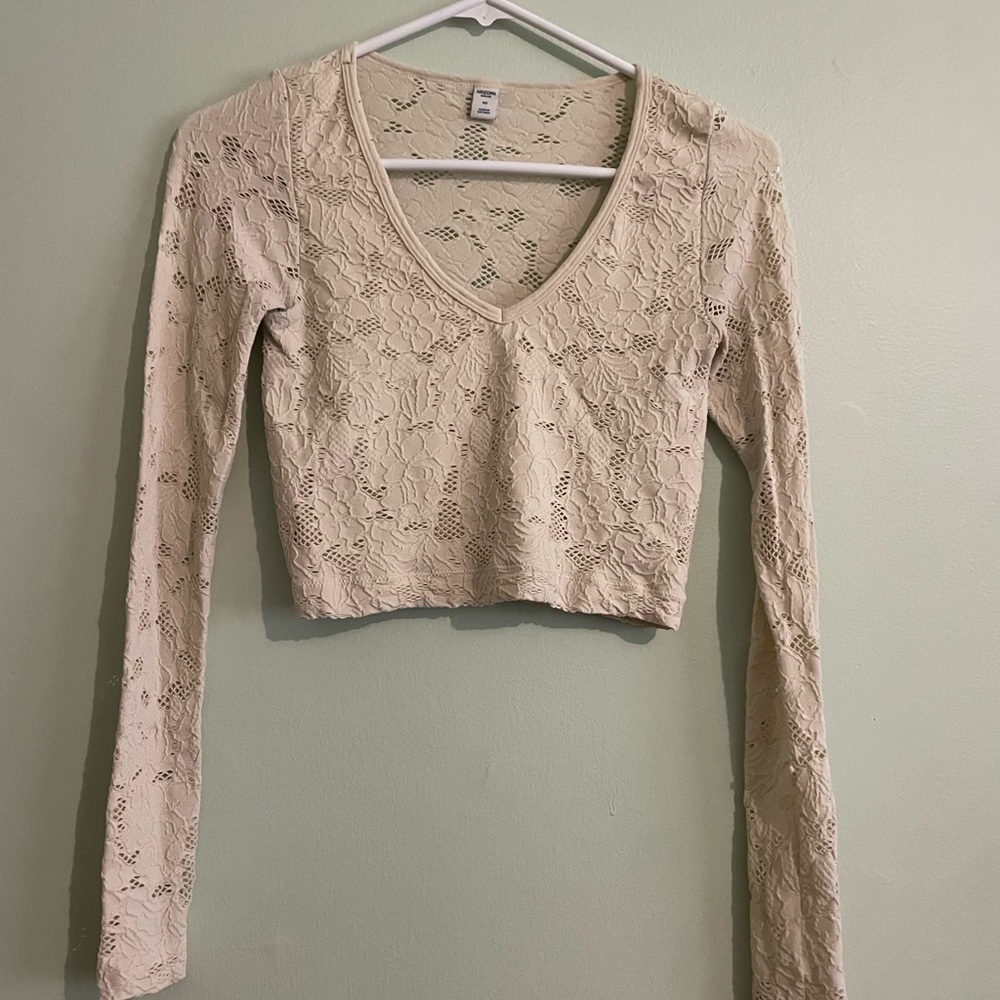 Cream Lace Long Sleeve Top